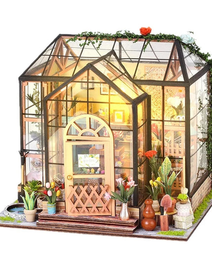 DIY Miniature Flower Greenhouse Wooden Dollhouse Kit