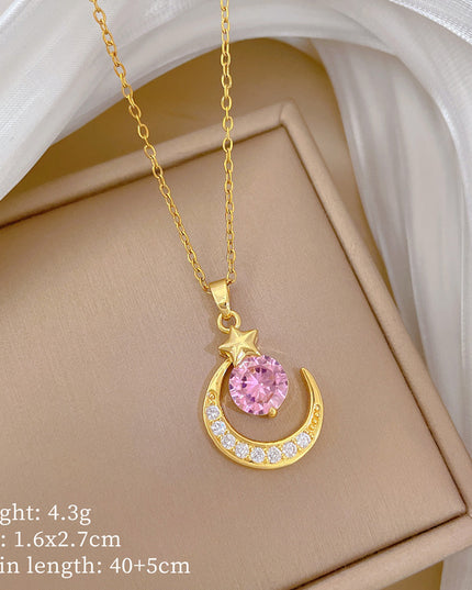 Celestia Moon Gold Crystal Necklace