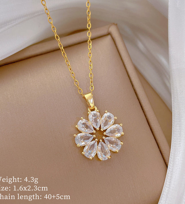 Aurora Blossom Gold Crystal Necklace