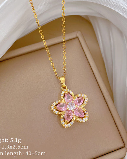 Sakura Bloom Gold Crystal Necklace