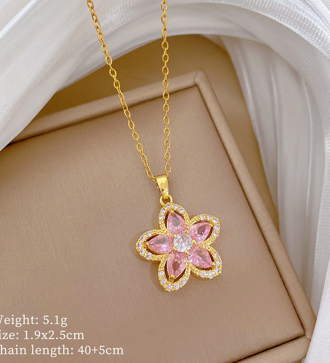 Sakura Bloom Gold Crystal Necklace