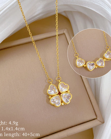 Rosabelle Clover Gold Crystal Necklace