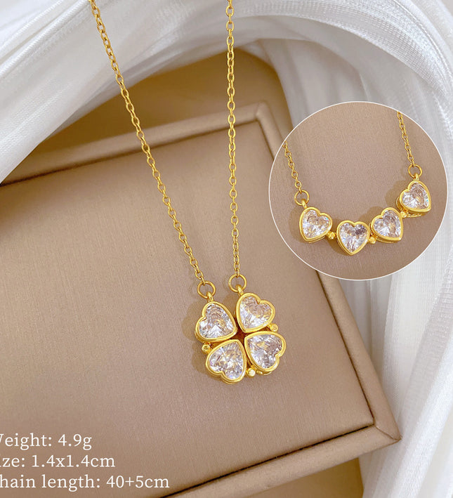 Rosabelle Clover Gold Crystal Necklace