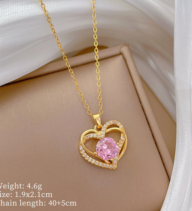 Rosabelle Heart Gold Crystal Necklace