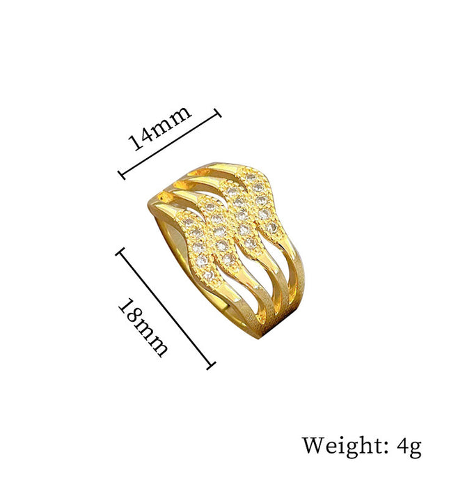 Regal Cascade Gold Crystal Adjustable Ring