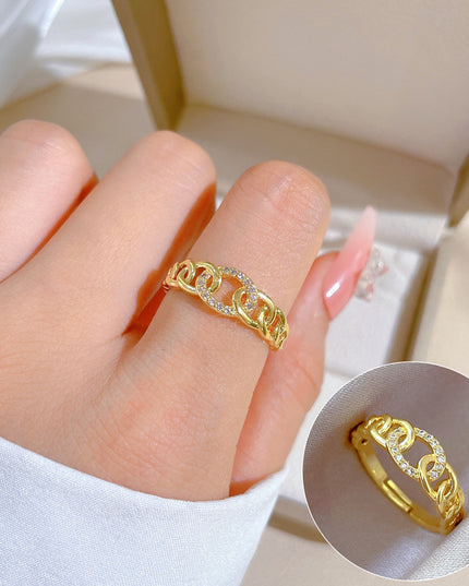 Aurora Link Gold Crystal Adjustable Ring