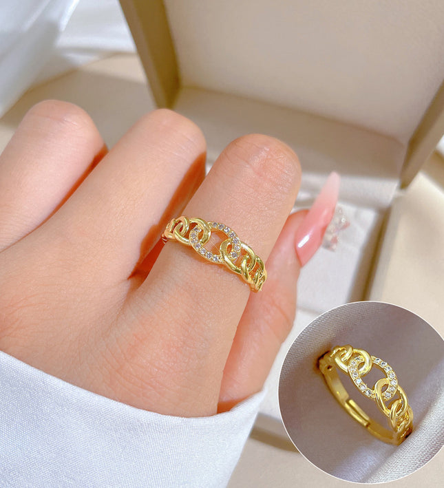 Aurora Link Gold Crystal Adjustable Ring