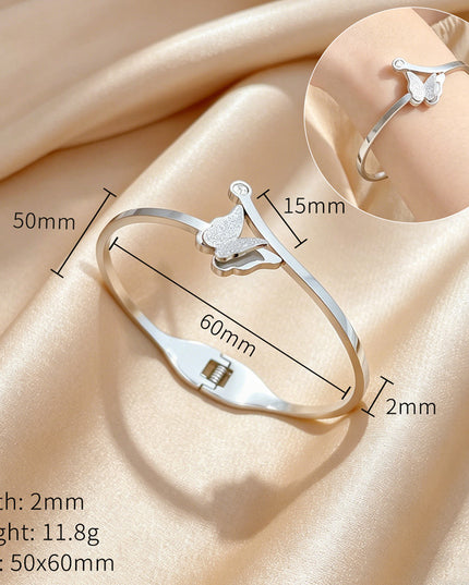 Silver Butterfly Bangle Bracelet