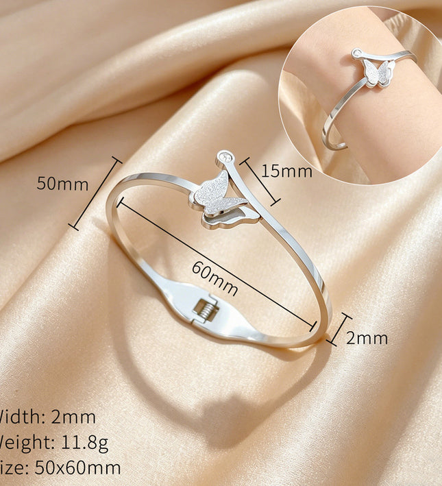Silver Butterfly Bangle Bracelet