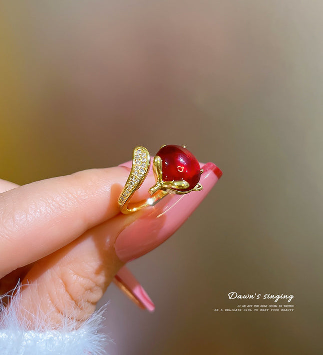 Crimson Royale Gold Adjustable Ring