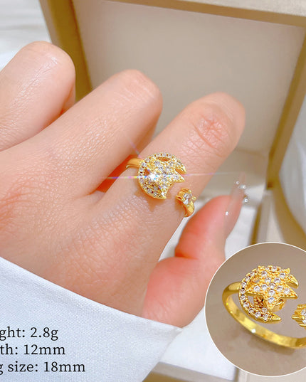 Luna Star Gold Crystal Adjustable Ring