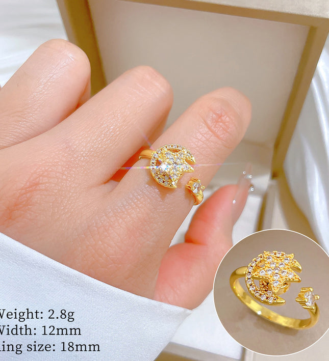 Luna Star Gold Crystal Adjustable Ring