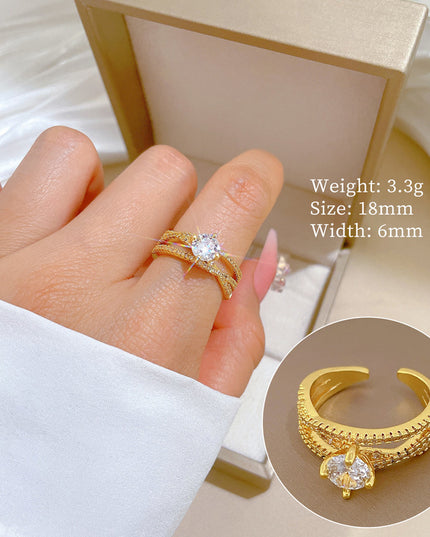 Eternal Radiance Gold Solitaire Crystal Adjustable Ring