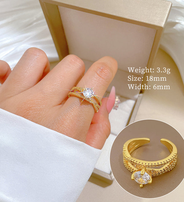 Eternal Radiance Gold Solitaire Crystal Adjustable Ring