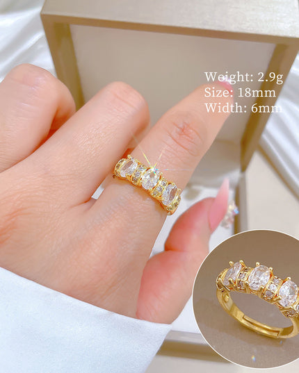 Aurora Luxe Gold Crystal Adjustable Ring