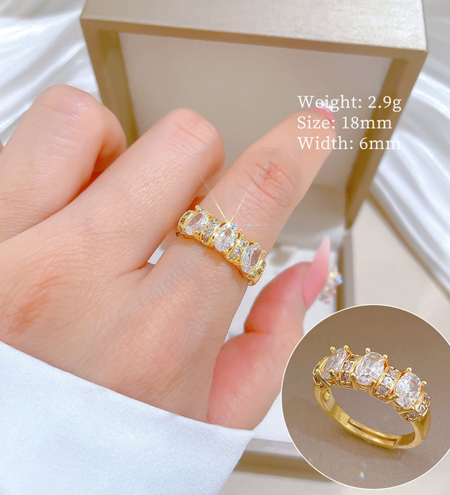 Aurora Luxe Gold Crystal Adjustable Ring