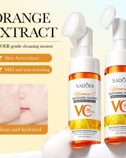 SADOER Vitamin C Cleansing Mousse with Soft Brush – 150ml
