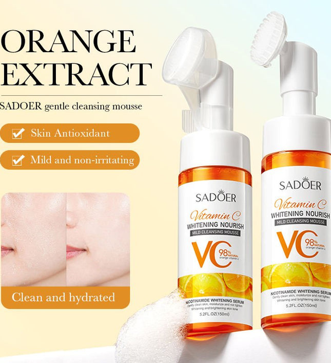 SADOER Vitamin C Cleansing Mousse with Soft Brush – 150ml