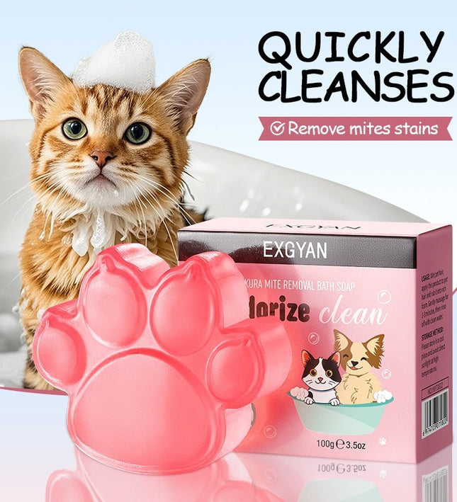 Pet Mite Removal Bath Soap – Paw Shape 100g