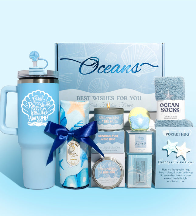 Blue Theme Aroma Candle Bath Gift Box