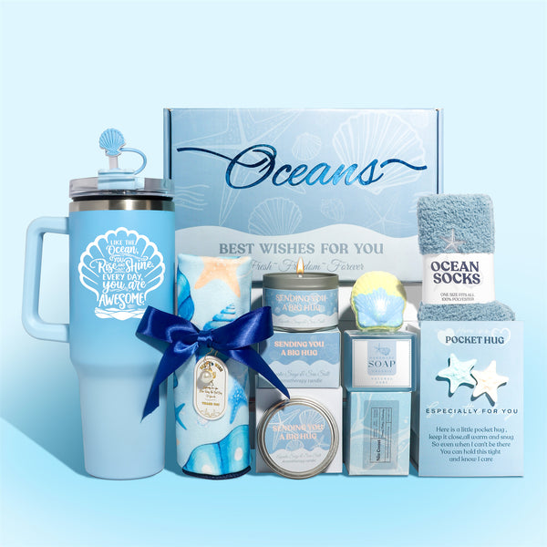 Blue Theme Aroma Candle Bath Gift Box