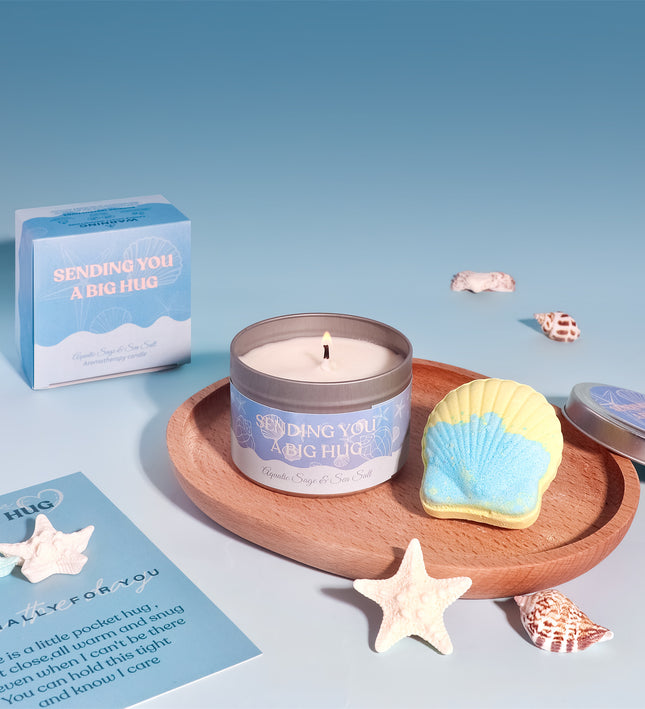Blue Theme Aroma Candle Bath Gift Box