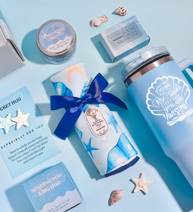 Blue Theme Aroma Candle Bath Gift Box