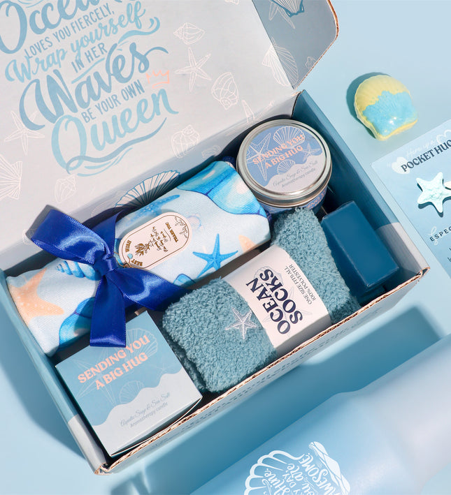 Blue Theme Aroma Candle Bath Gift Box