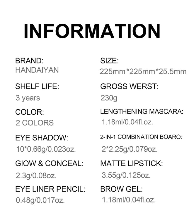 Face Makeup Beauty Set B - 11 items