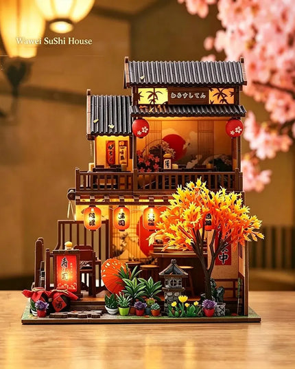 DIY Japanese Sushi House Miniature Dollhouse Kit