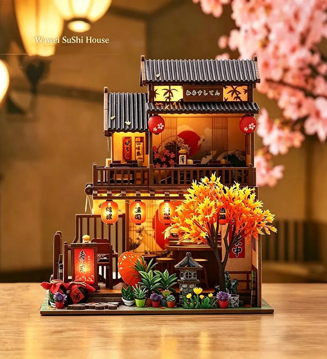 DIY Japanese Sushi House Miniature Dollhouse Kit