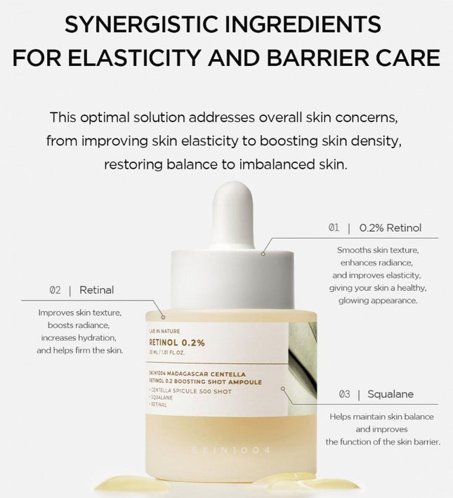 SKIN1004 Madagascar Centella Retinol 0.2 Boosting Shot Ampoule